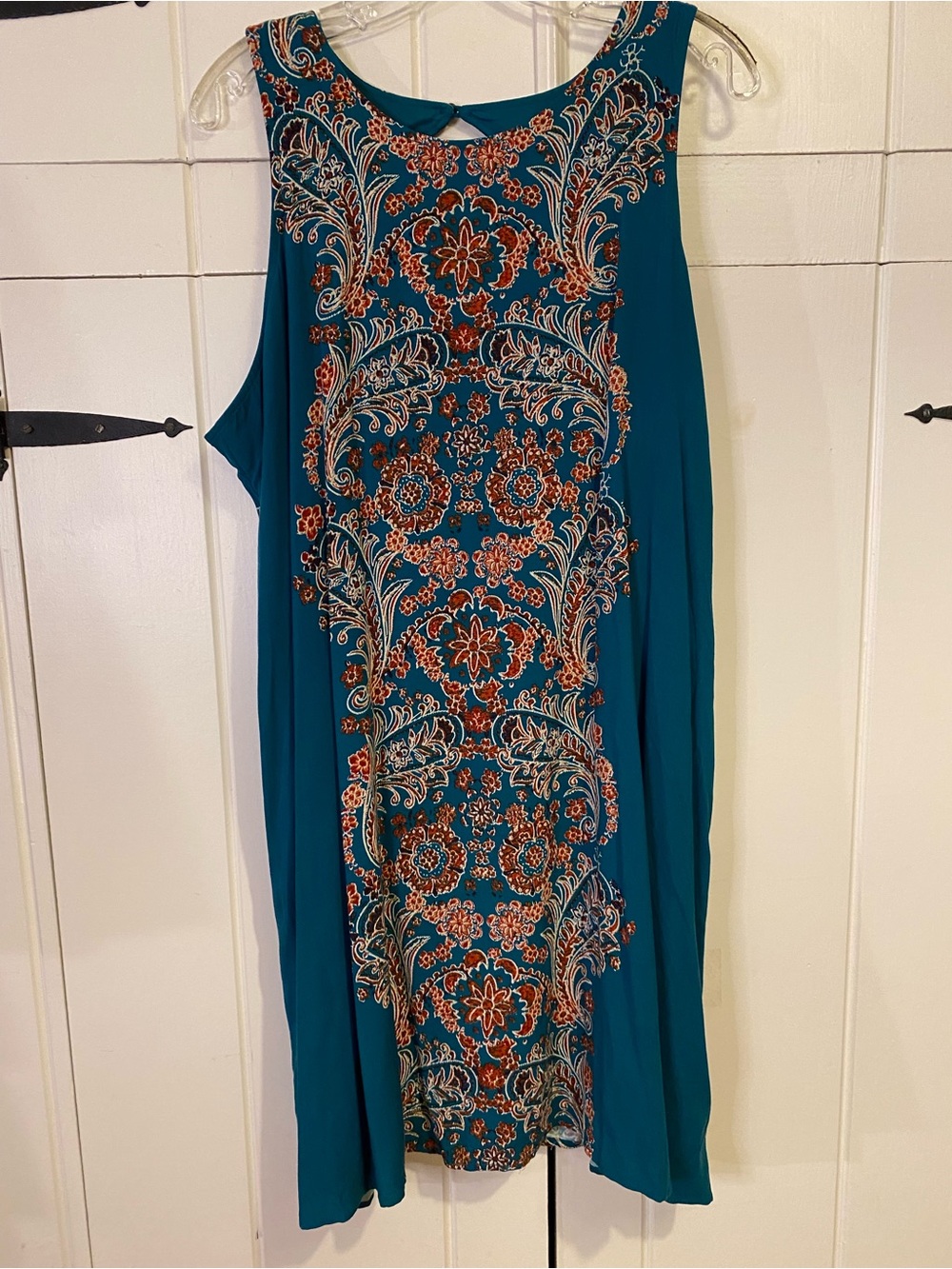 Xhilaration Teal Sleeveless Boho Paisley Shift Dress. NWT. XXL